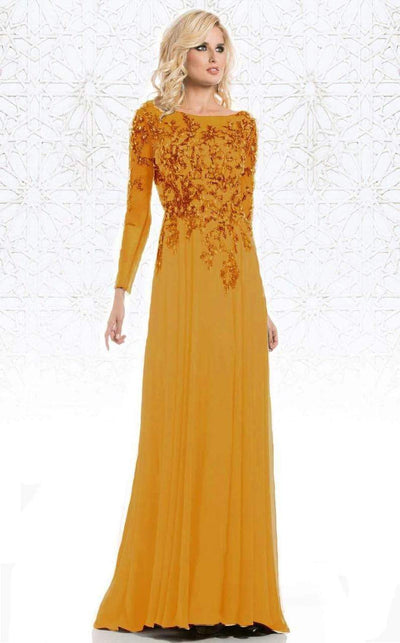Feriani Couture - 26145 Dazzling Long Sleeve Evening Gown Special Occasion Dress 2 / Gold
