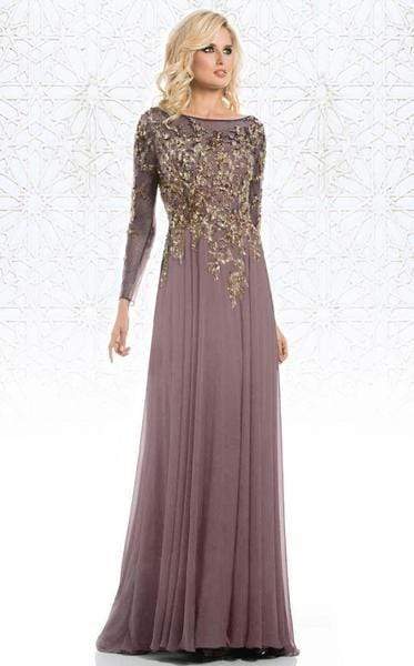 Feriani Couture - 26145 Dazzling Long Sleeve Evening Gown Special Occasion Dress 2 / Mauve