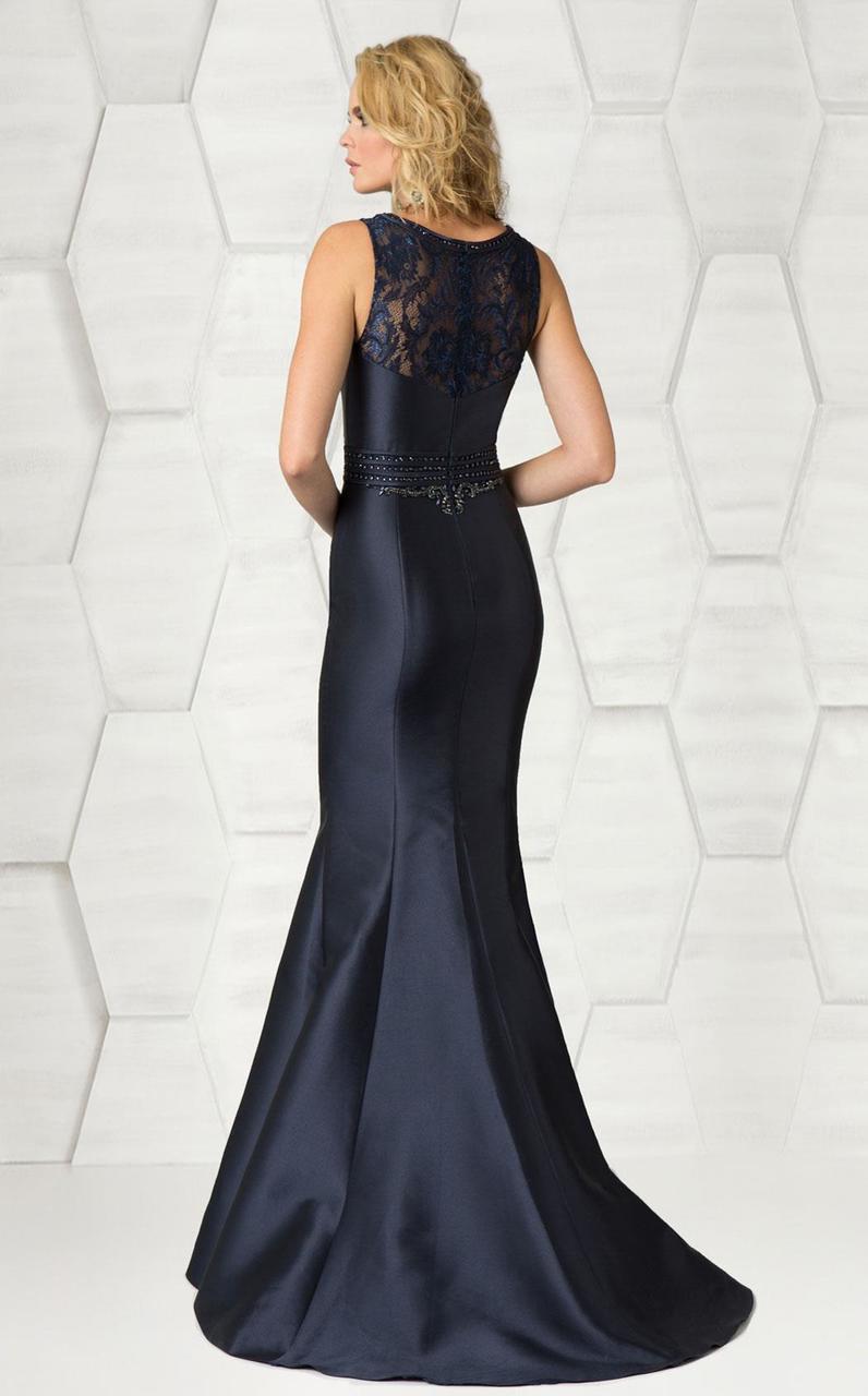 Feriani Couture Embellished V-neck Mermaid Dress 18611 CCSALE 16 / Navy
