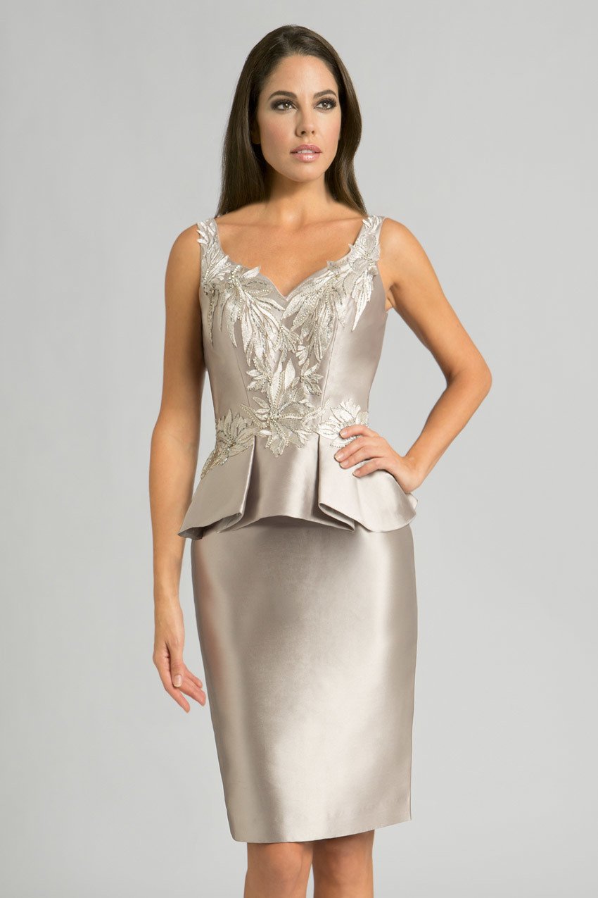 Feriani Couture Embroidered Sleeveless Peplum Cocktail Dress 18620 CCSALE 14 / Silver