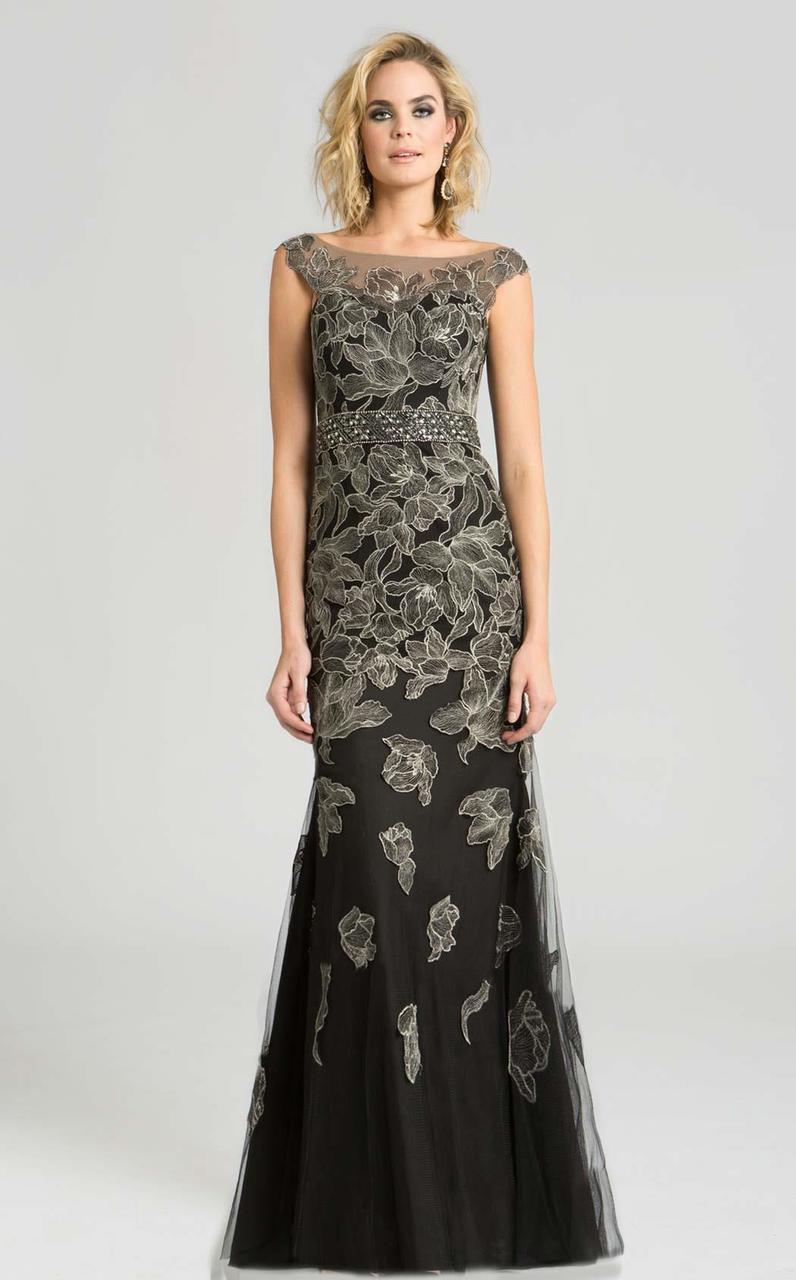 Feriani Couture Illusion Bateau Embellished Evening Gown 18621 - 1 pc Black In Size 6 Available CCSALE 6 / Black