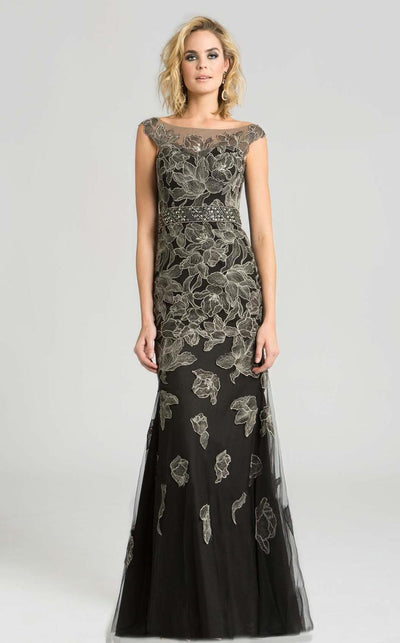 Feriani Couture Illusion Bateau Embellished Evening Gown 18621 - 1 pc Black In Size 6 Available CCSALE 6 / Black