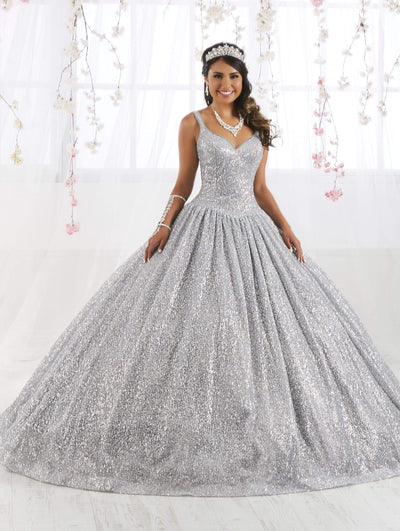 Fiesta Gowns - 56373 Shimmering Sleeveless Sweetheart Neck Ballgown Special Occasion Dress 0 / Silver