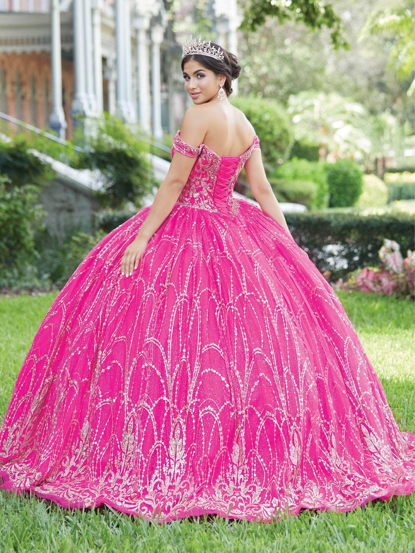 Fiesta Gowns 56463 - Arched Detail Glittered Ball Gown Special Occasion Dress