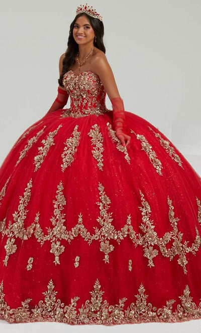 Fiesta Gowns 56478 - Strapless Sweetheart Quinceanera Gown Ball Gowns 0 / Red