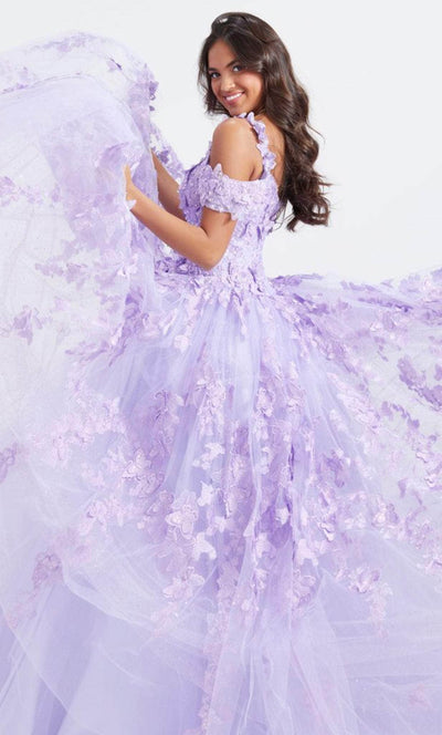 Fiesta Gowns 56482 - Floral Applique Tulle Ballgown Ball Gowns