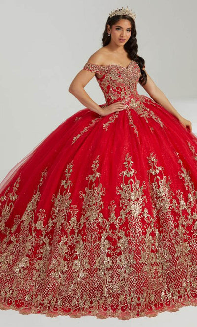 Fiesta Gowns 56486 - Off Shoulder Sweetheart Ballgown Ball Gowns 0 / Red