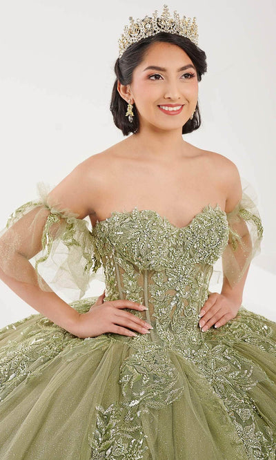 Fiesta Gowns 56495 - Beaded Sequin Lace Strapless Ballgown Ball Gowns 0 / Sage