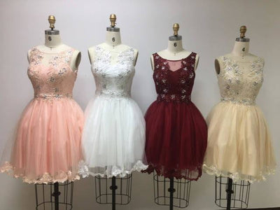 Floral Applique A-line Homecoming Dress Dress XXS / Off White