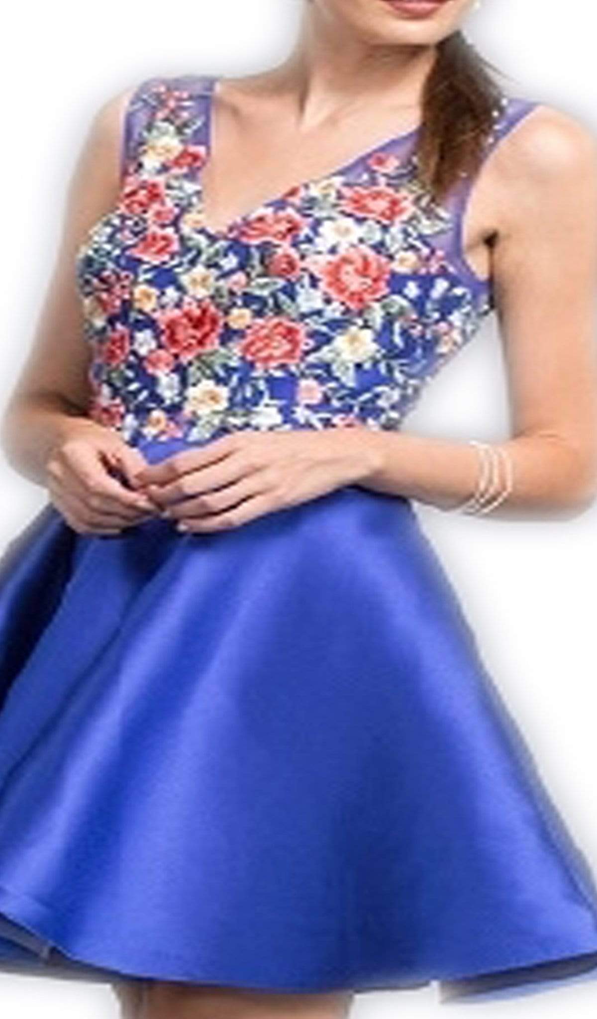 Floral Embroidered Homecoming A-line Dress Homecoming Dresses