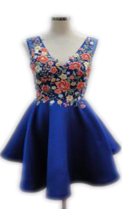 Floral Embroidered Homecoming A-line Dress Homecoming Dresses