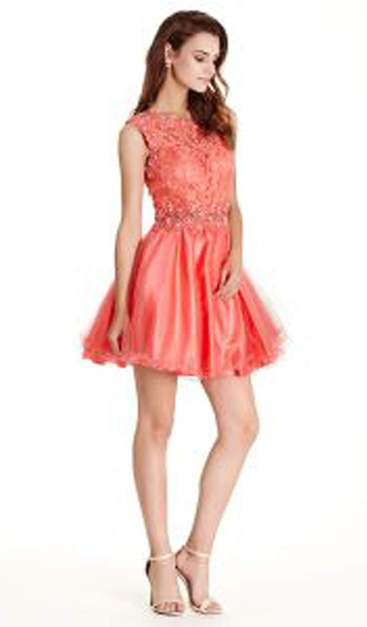 Floral Lace A-line Homecoming Dress Dress XXS / Coral