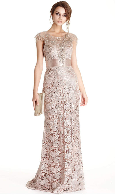 Floral Lace Sheath Mother of Bride Dress Dress XXS / Champagne