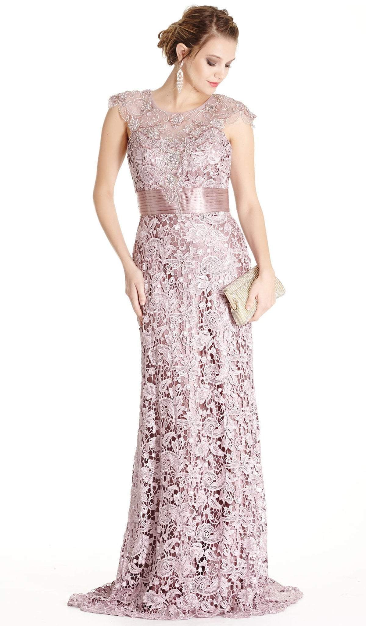 Floral Lace Sheath Mother of Bride Dress Dress XXS / Lilac
