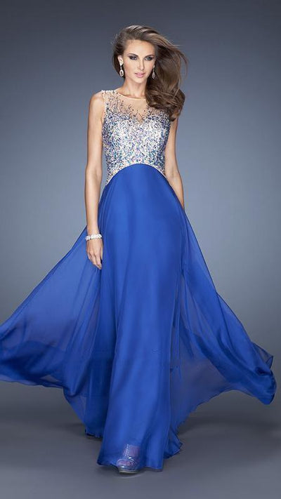 GiGi - Vivacious Sequin Embellished A-line Evening Dress 20163 In Blue