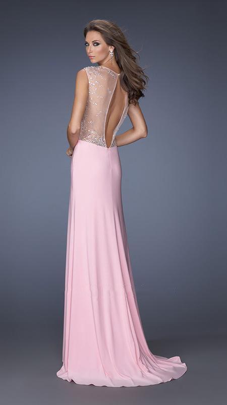 GiGi - Stone and Jewel Embellished V-neckline Prom Dress 19941 In Pink