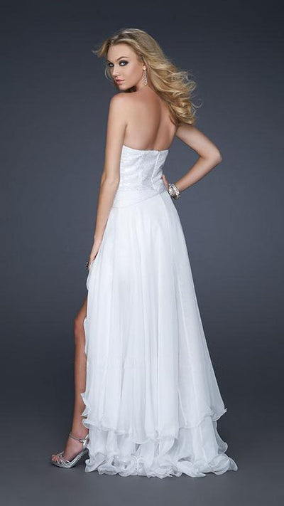 GiGi - Elegant Sequined Sweetheart Chiffon Gown 17377 In White