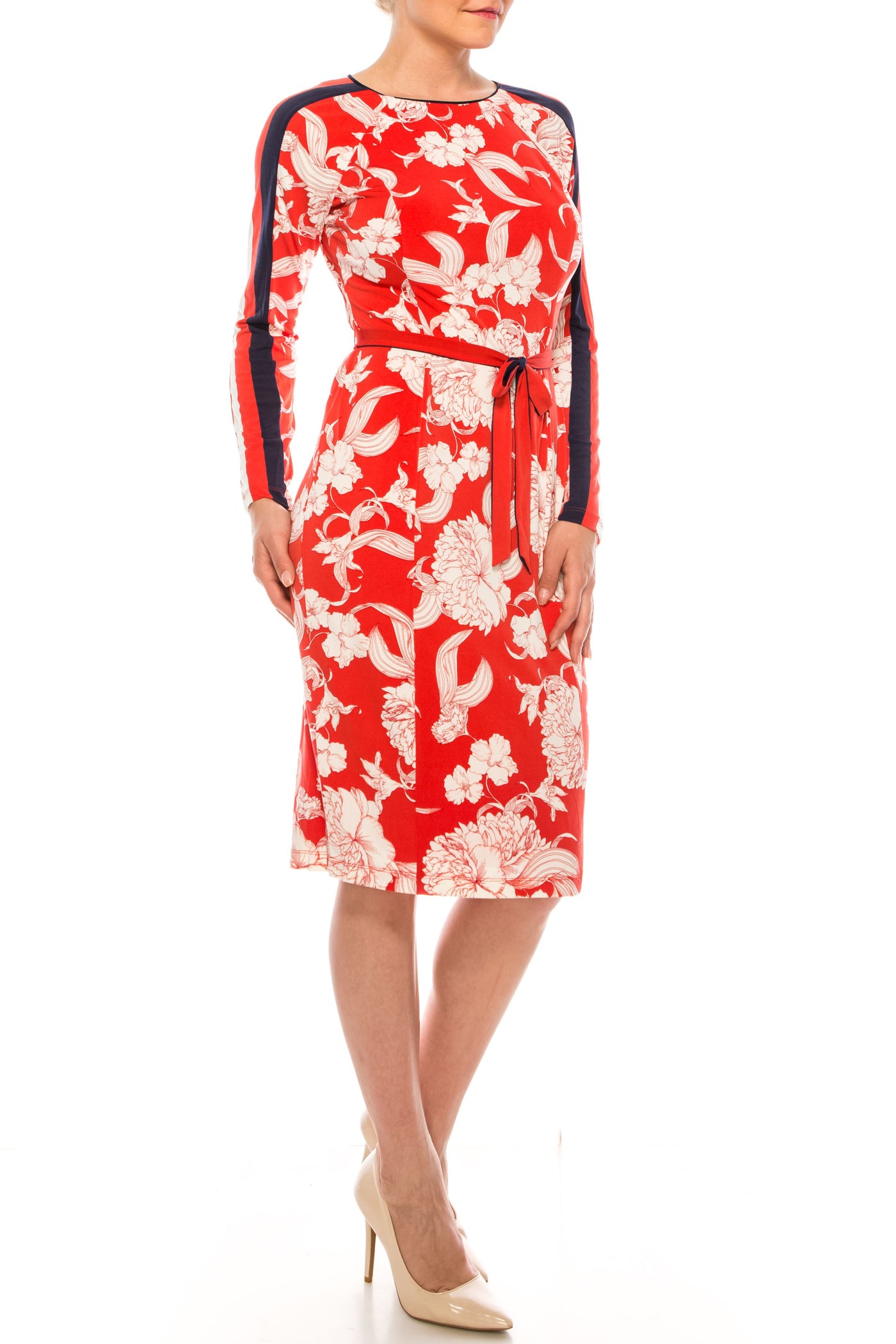Maggy London - G4327M Jewel Floral Printed Dress In Red and Blue
