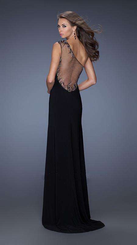 GiGi - Embellished One-Shoulder Prom Dress 19866 In Black