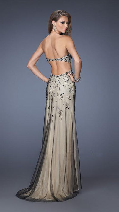 GiGi - Embellished Sweetheart Two-Toned Strapless Evening Dress 20080 In Black and Nude