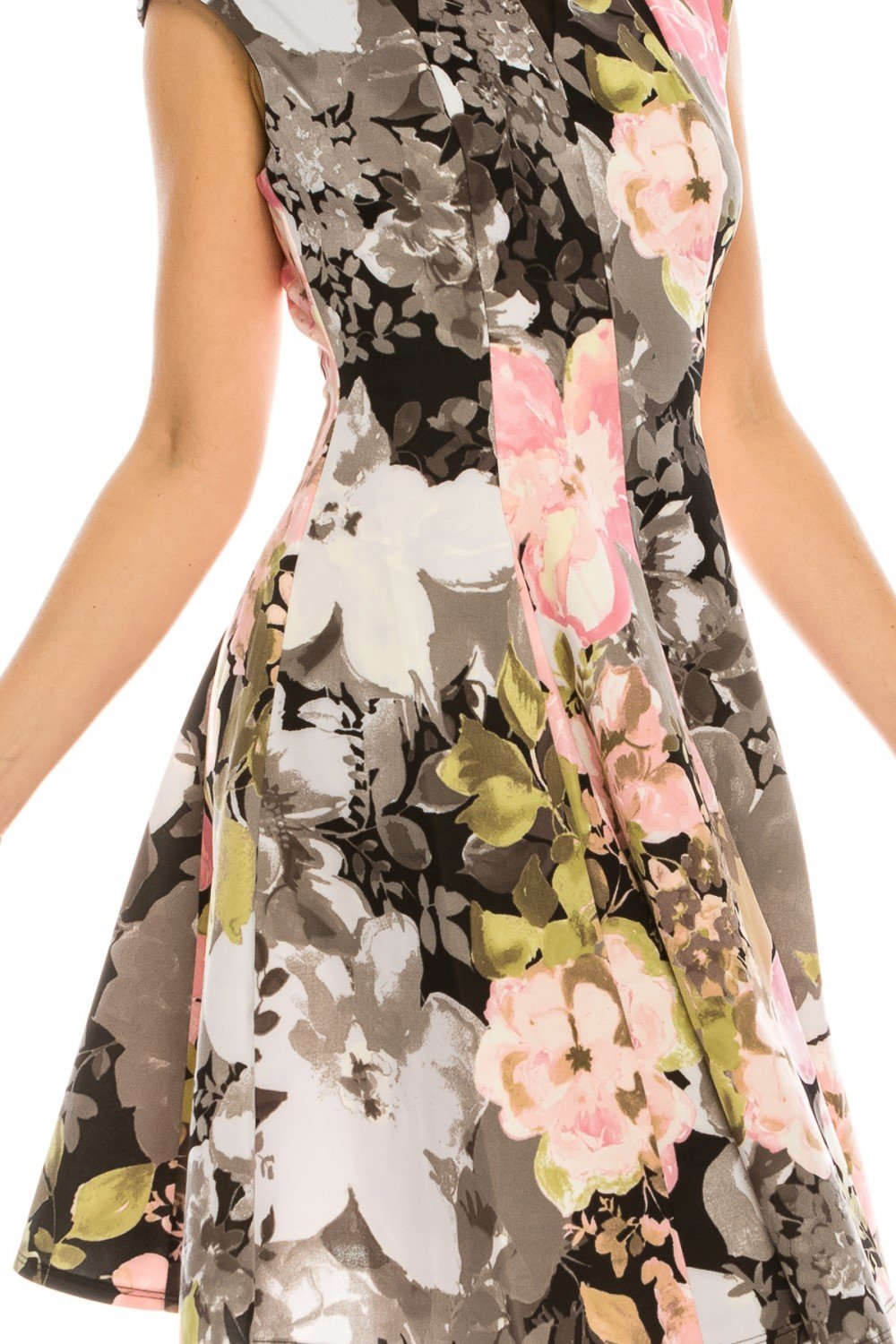 Gabby Skye - 19362M Floral Printed Jewel Short Dress In Black and Multi-Color