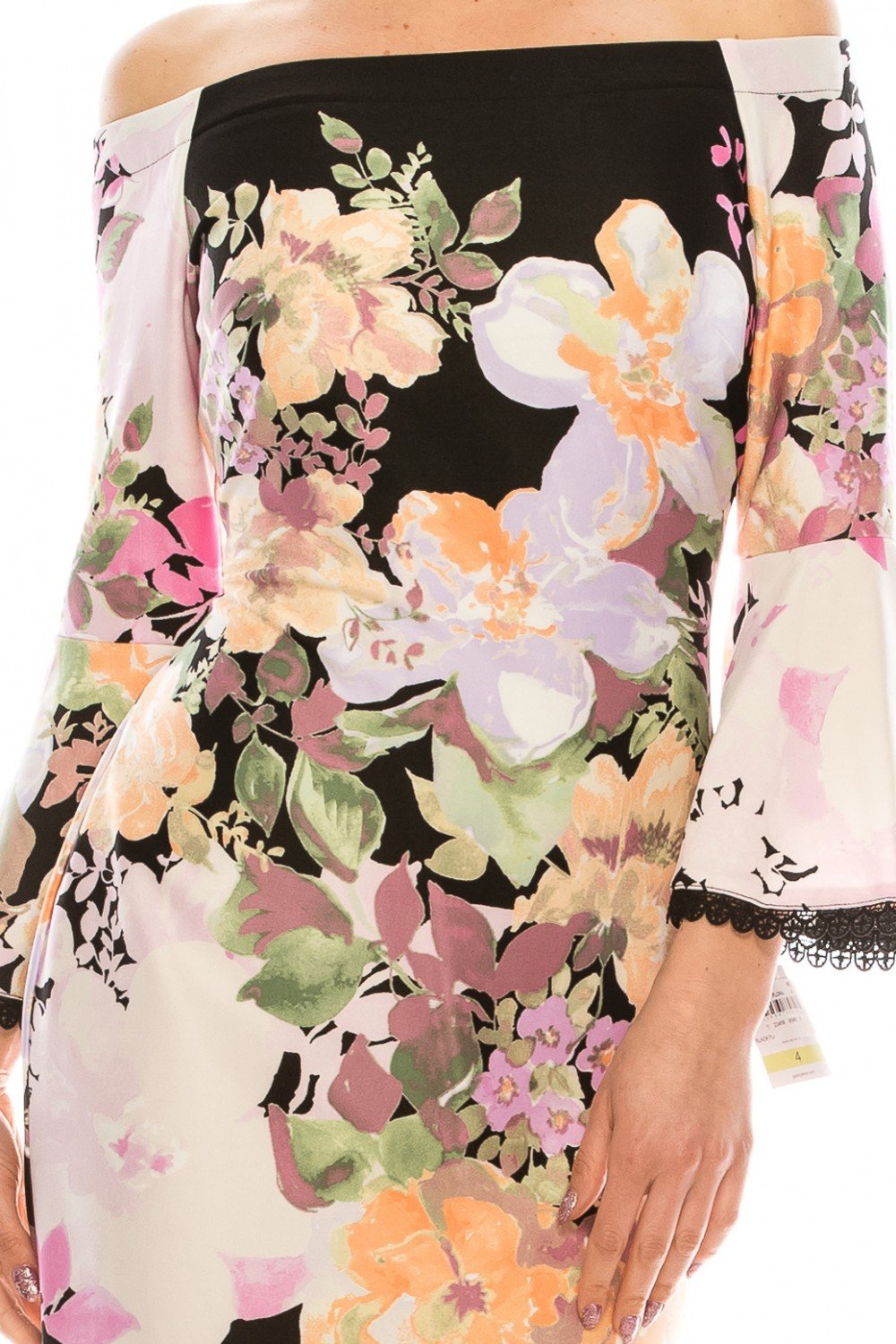 Gabby Skye - 19573M Off-Shoulder Floral Print Dress In Multi-Color