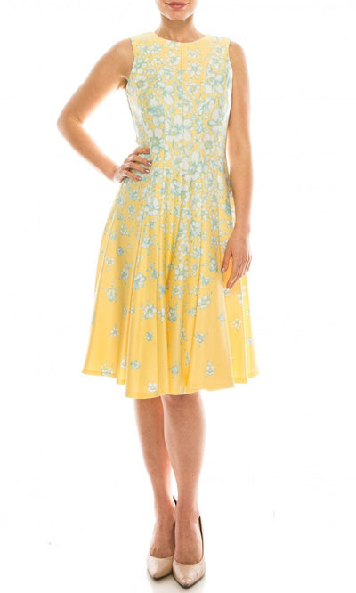 Gabby Skye - 56877MG Floral Print Dress In Yellow