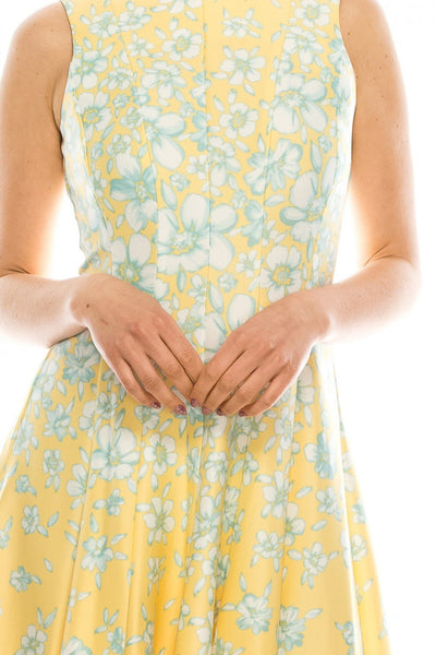 Gabby Skye - 56877MG Floral Print Dress In Yellow