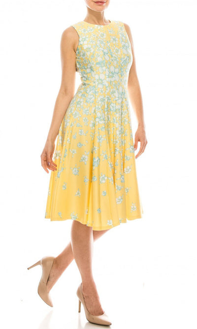Gabby Skye - 56877MG Floral Print Dress In Yellow