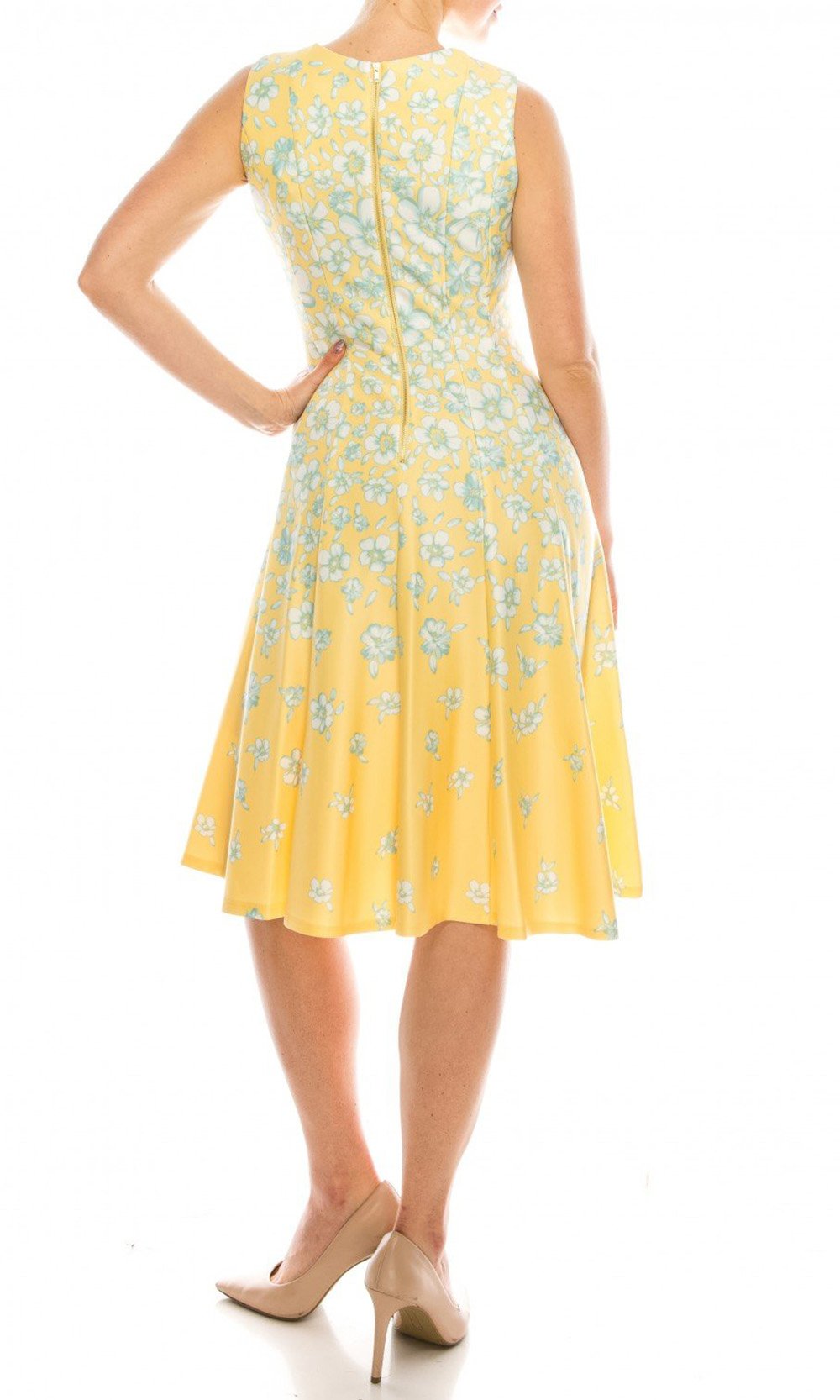 Gabby Skye - 56877MG Floral Print Dress In Yellow