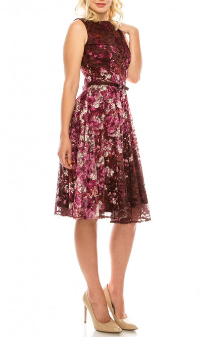 Gabby Skye - Floral Printed Lace Sleeveless Dress 57219MGSC