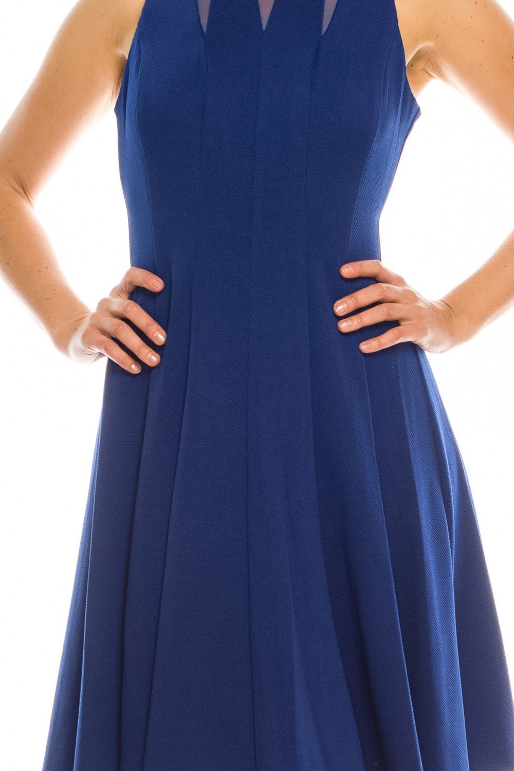 Gabby Skye - 57445MG Sheer Multi-Cutout A-Line Dress In Blue