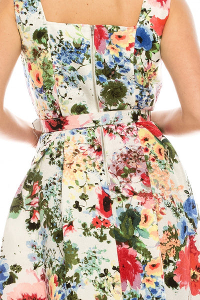 Gabby Skye - 57472MG Floral Print Jacquard Dress In Multi-Color