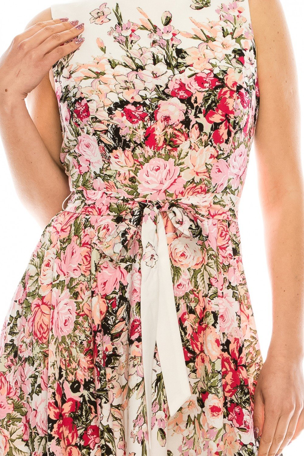 Gabby Skye - 57536MG Sleeveless Floral Dress In Multi-Color