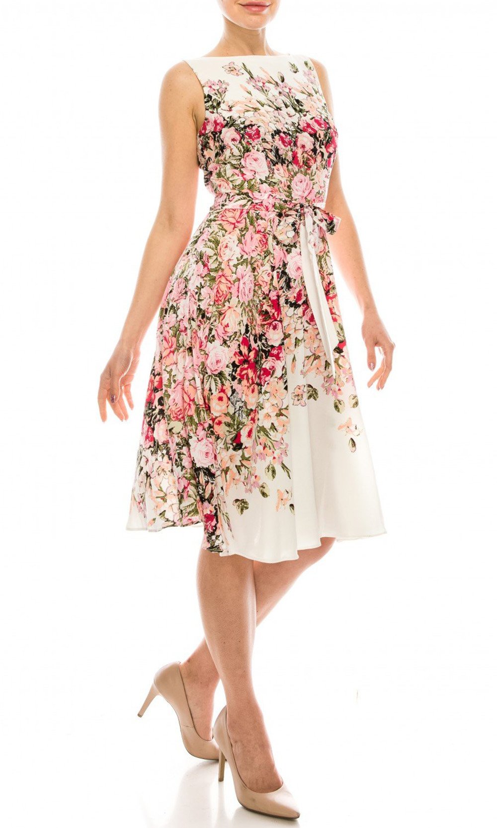 Gabby Skye - 57536MG Sleeveless Floral Dress In Multi-Color