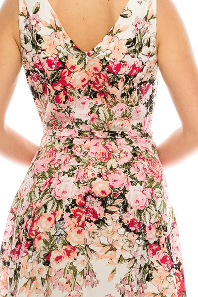 Gabby Skye - 57536MG Sleeveless Floral Dress In Multi-Color
