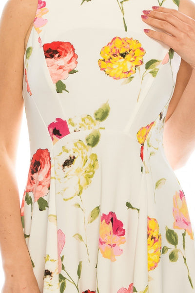 Gabby Skye - 57639MG Floral Print Sleeveless Dress In Multi-Color
