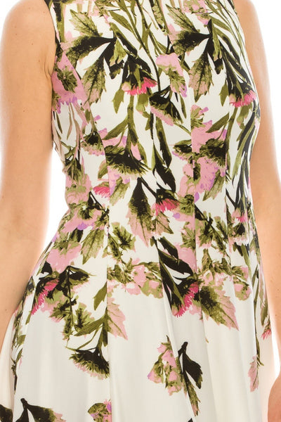 Gabby Skye - 57753MG Floral Jewel Neck Dress In Multi-Color