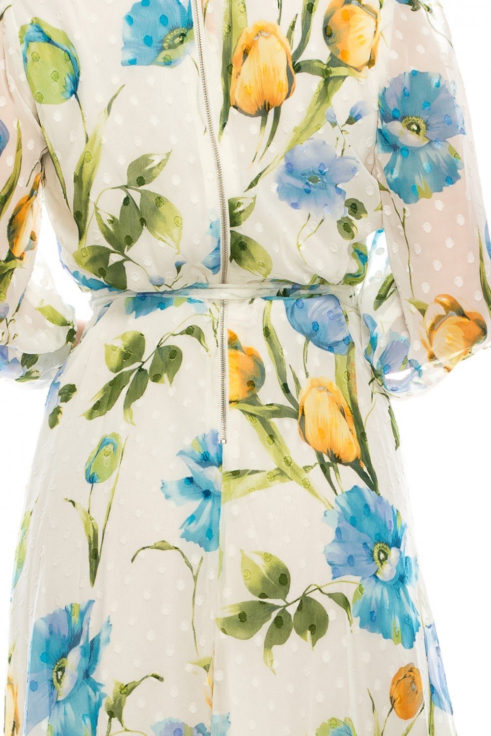 Gabby Skye - 91039MG Floral Chiffon Ruffled Hem Dress In White and Floral