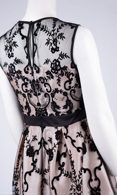Gabby Skye - 17567M Sleeveless Embroidered Mesh Dress In Black and Neutral