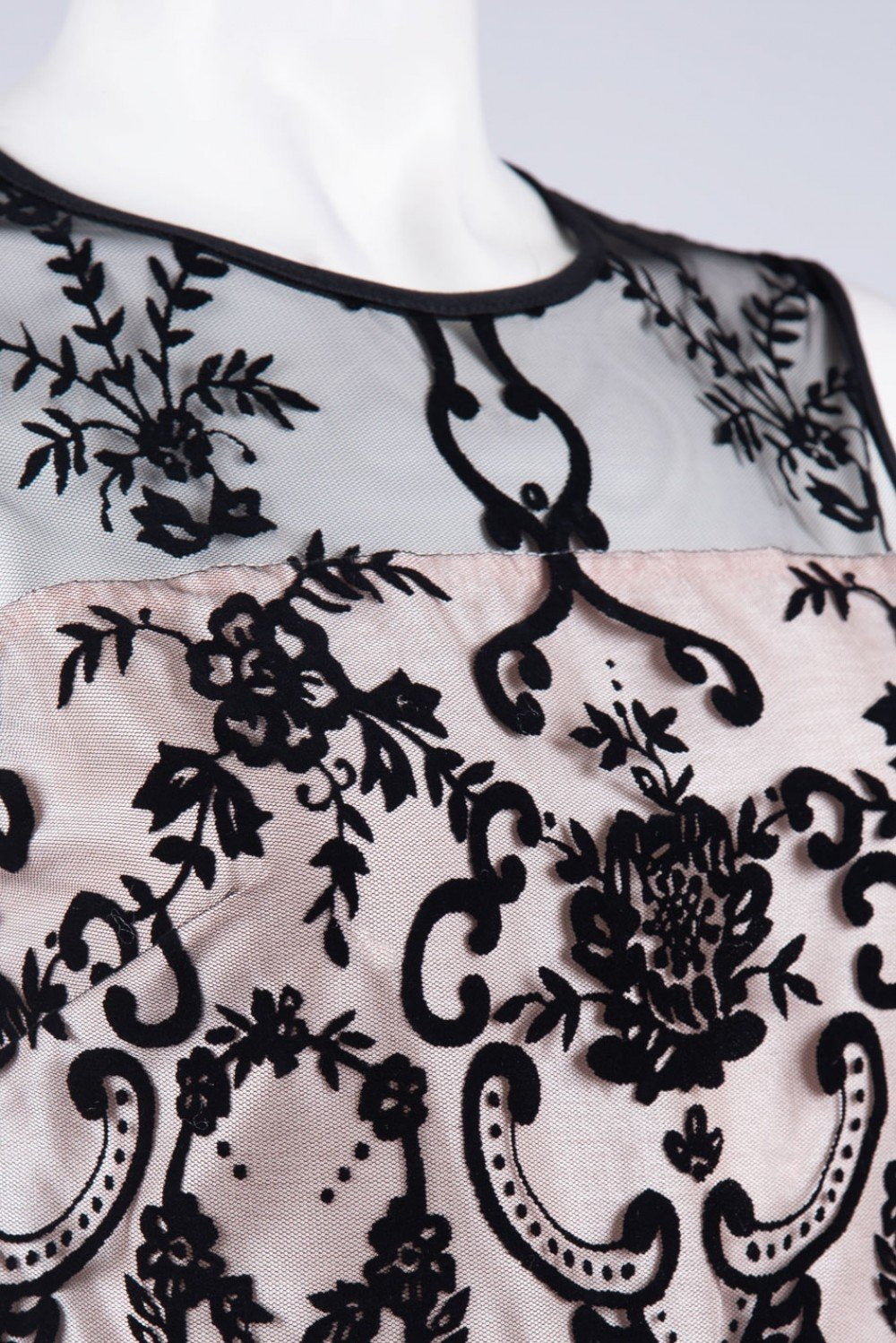 Gabby Skye - 17567M Sleeveless Embroidered Mesh Dress In Black and Neutral