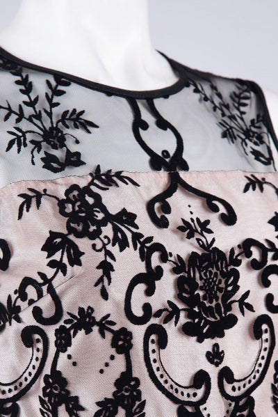 Gabby Skye - 17567M Sleeveless Embroidered Mesh Dress In Black and Neutral