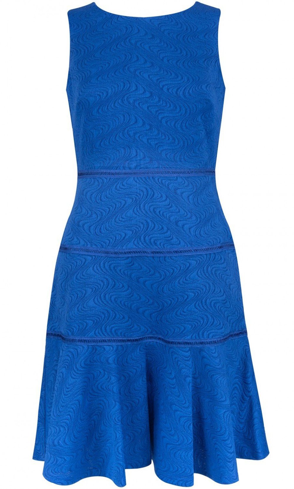 Gabby Skye - 18920M Jewel Neck Ruffled Hem Dress In Blue
