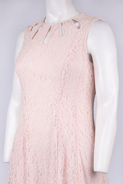 Gabby Skye - 56091MG Jewel Neck Lace Dress In Pink