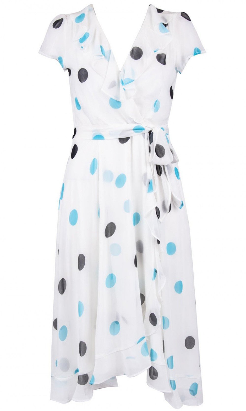 Gabby Skye - 56814MG Polka Dot Flutter Dress In Multi-Color