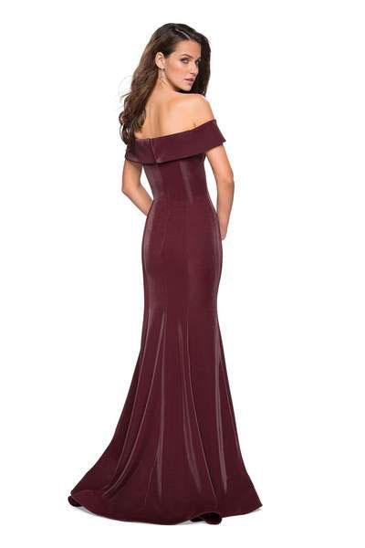 La Femme - Off Shoulder Jersey Trumpet Evening 27176 In Red