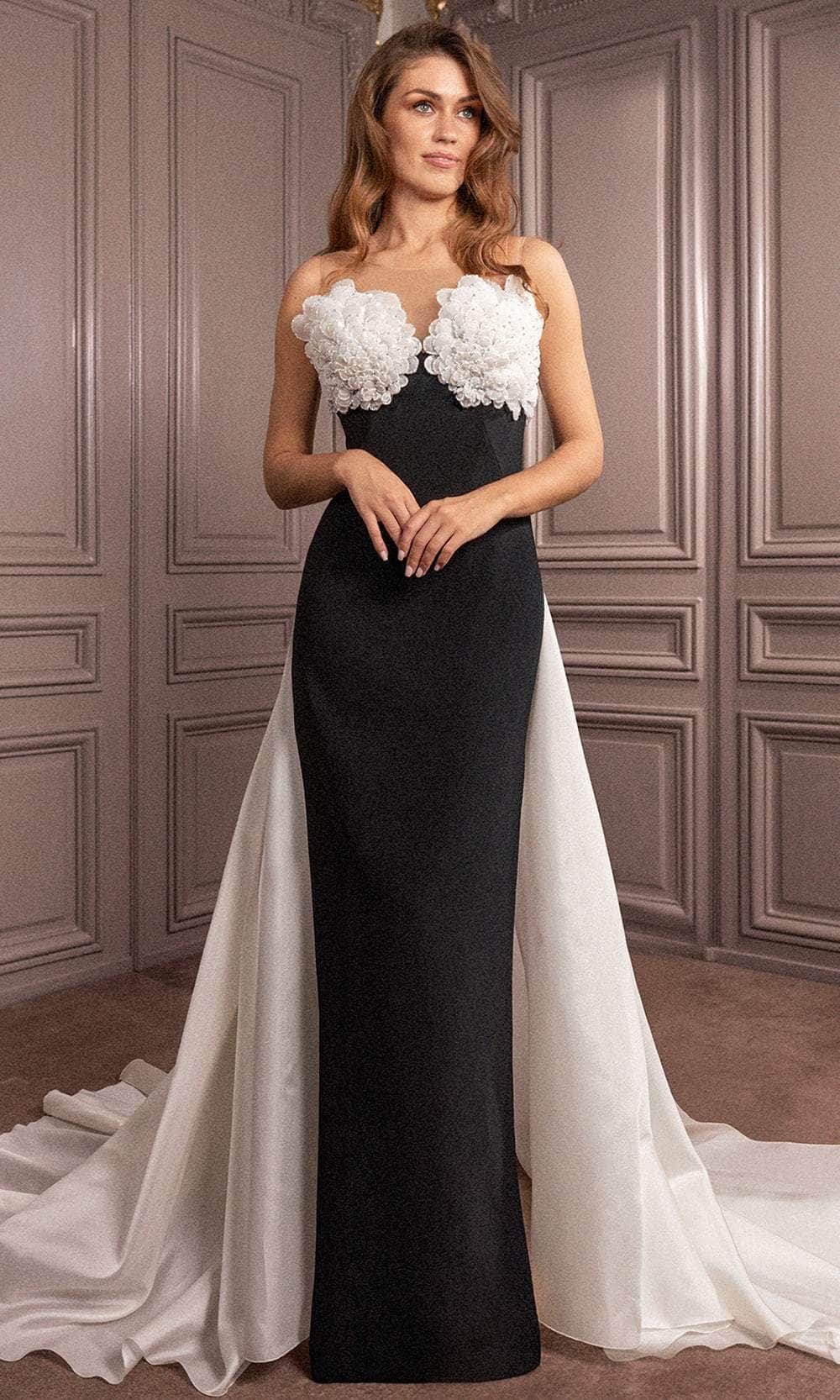 Gatti Nolli Couture GA-7071 - Petal Sweetheart Evening Dress Evening Dresses 0 / Black & White