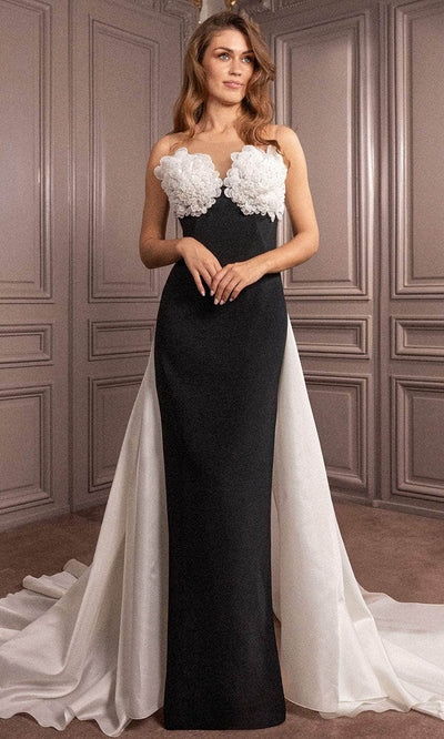 Gatti Nolli Couture GA-7071 - Petal Sweetheart Evening Dress Evening Dresses 0 / Black & White