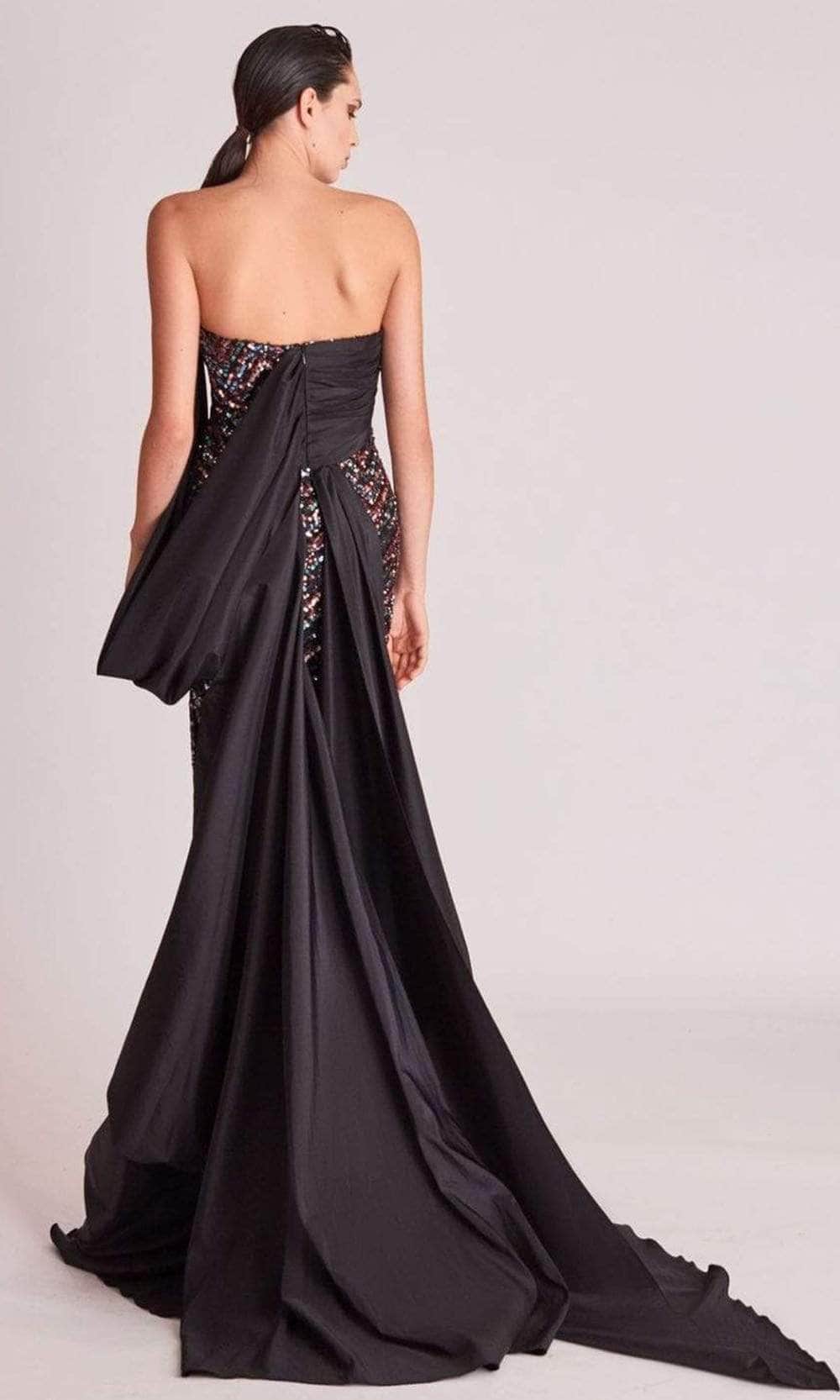 Gatti Nolli Couture OP5747 - Strapless Zigzag Sequin Evening Gown Evening Dresses 8 / Black