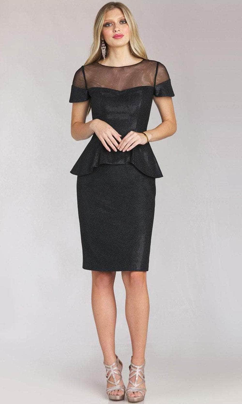 Gia Franco 12156 - Knee-Length Sheath Dress - Sheer Short Sleeves, Semi ...